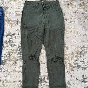 Fashion Nova High Rise Jeans in Olive Green